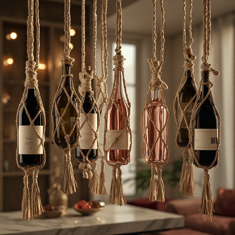 The Luxe Sip: Handcrafted Macrome Wine Bottle Hanging Decor