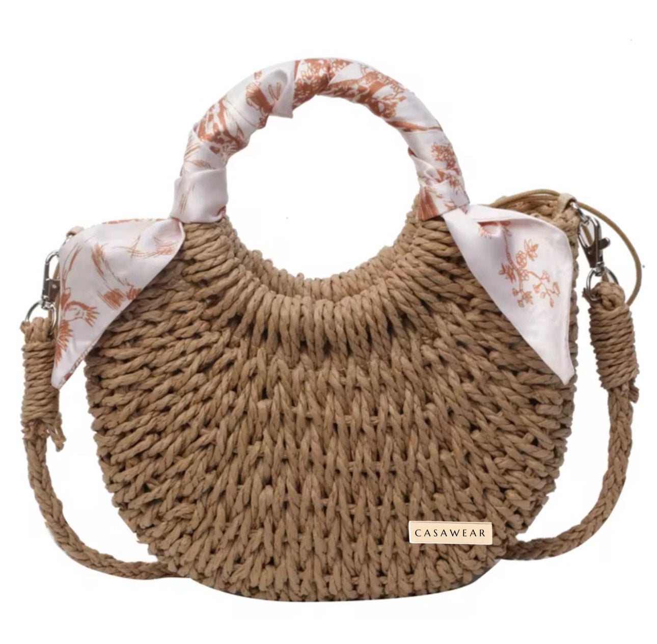 Solstice Weaver - Custom Made-to-Order Boho Purse | Woven Straw Handbag with Floral Handle