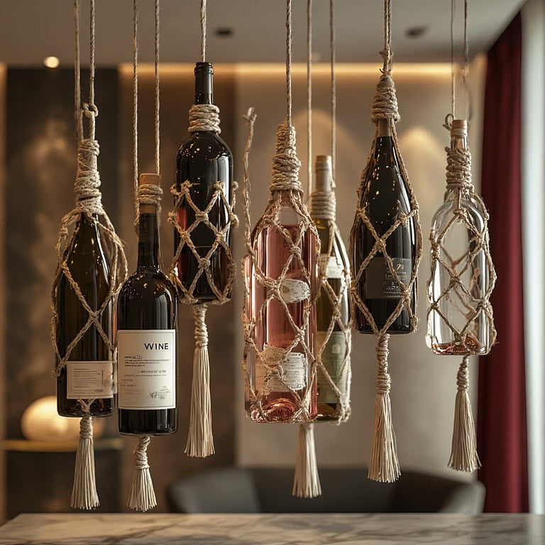 The Luxe Sip: Handcrafted Macrome Wine Bottle Hanging Decor